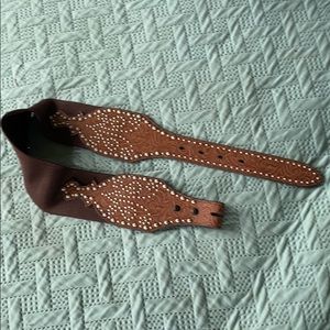 Western Tooled/Studded Leather & Elastic Belt
